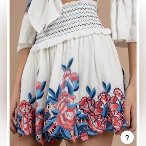 Saylor NYC Womens Iris Floral Lace Smocked Waist A-Line Mini Skirt